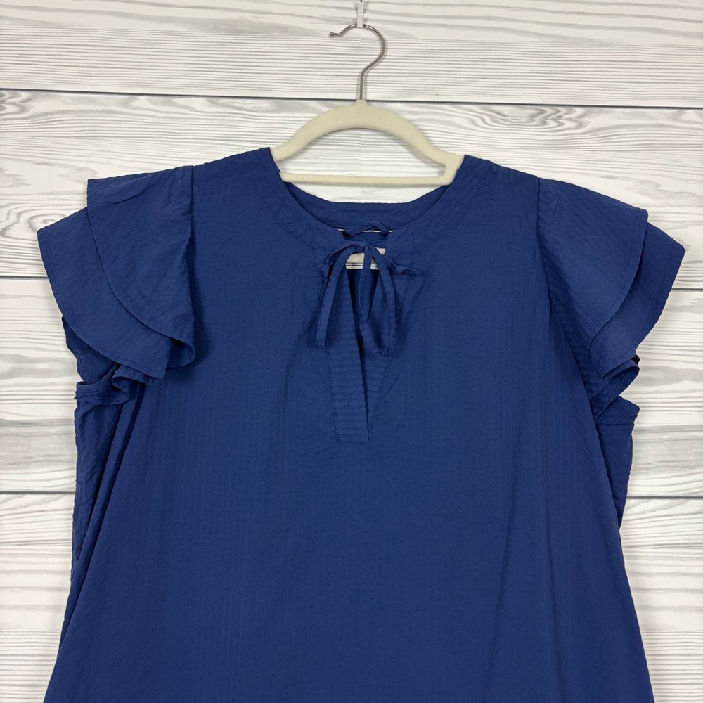 Vineyard Vines Performance Harbor Stripe Flutter Sleeve Navy Tunic Dress Medium - Picture 3 of 8